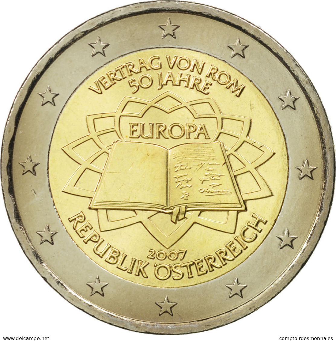 Autriche, 2 Euro, Traité De Rome 50 Ans, 2007, SPL, Bi-Metallic, KM:3150 - Austria