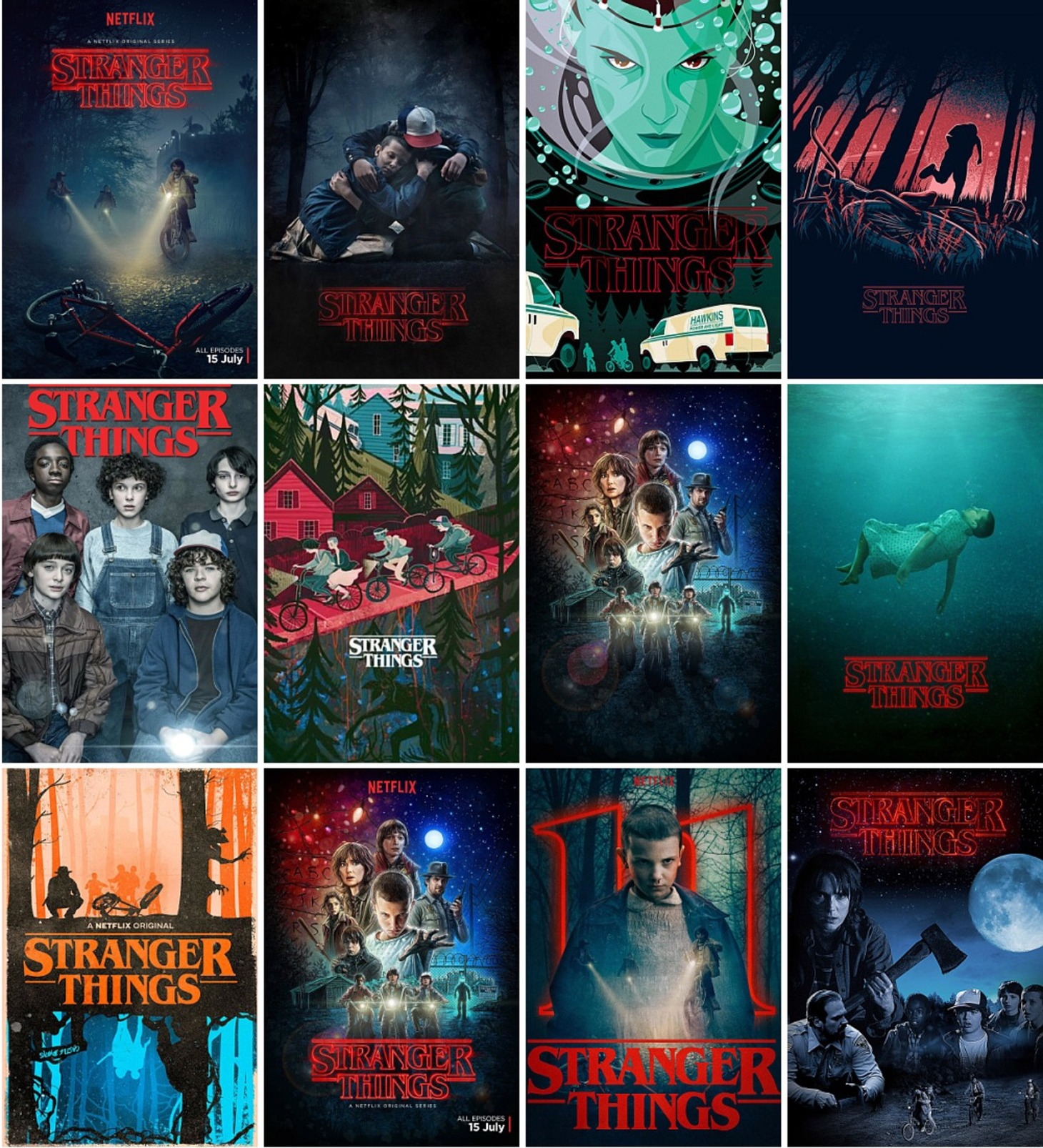 12 Postcards Of Stranger Things TV SERIES Moive Film Poster , Postkarte Carte Postale - Séries TV