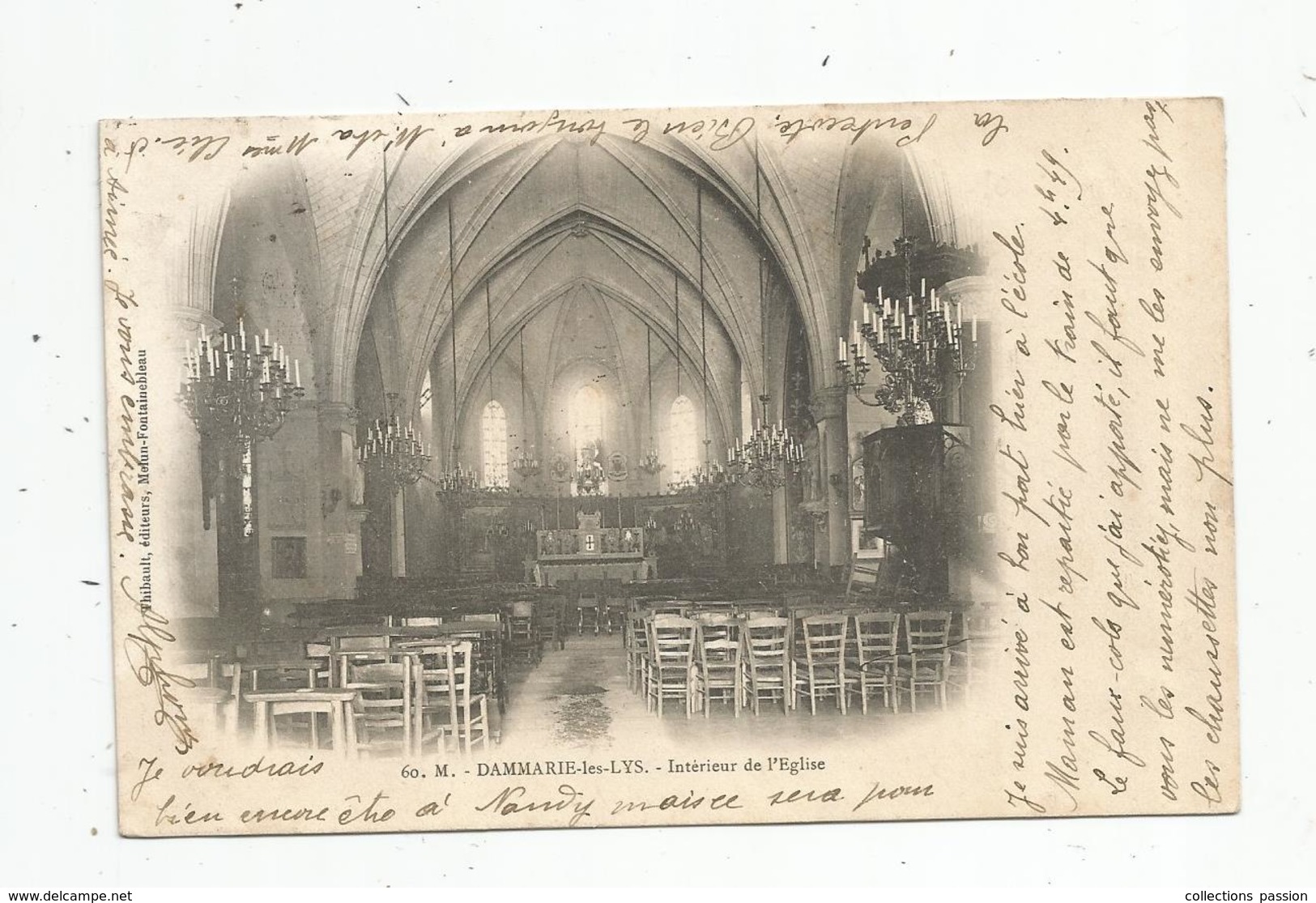 Cp , 77 , DAMMARIE LES LYS , Interieur De L'église , Dos Simple , Voyagée 1903 - Dammarie Les Lys