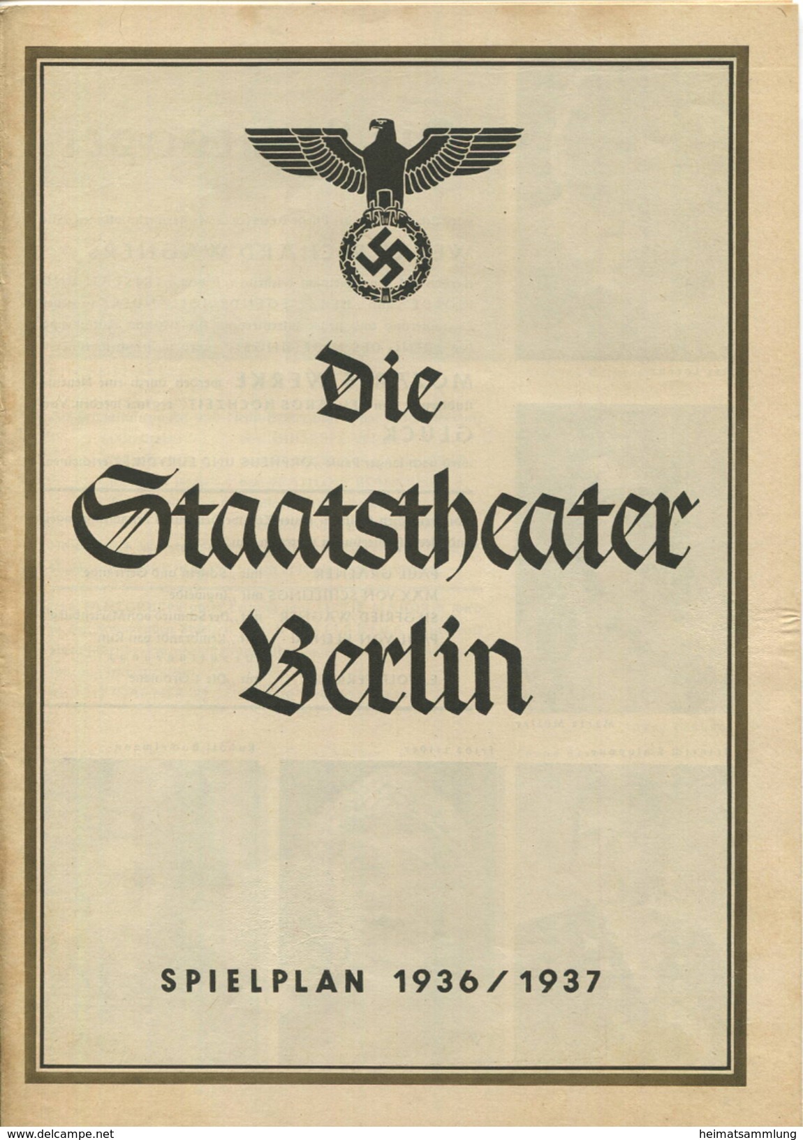Die Staatstheater Berlin - Spielplan 1936/1937 - 3 Doppelseiten DINA4-Format mit über 30 Abbildungen U. A. Carla Splette - Theatre & Scripts