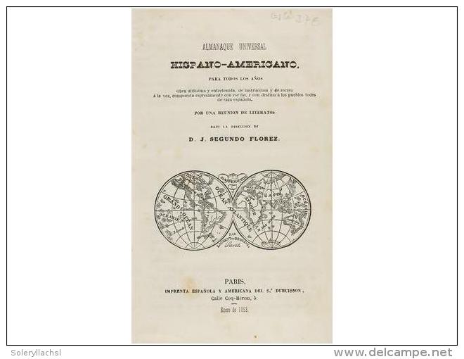 1853. LIBRO: (CALENDARIO). FLOREZ, SEGUNDO: ALMANAQUE UNIVERSAL HISPANO-AMERICANO.... - Unclassified