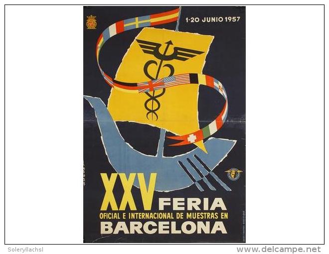 1957. CARTEL: HUGUET: XXV FERIA INTERNACIONAL DE MUESTRAS DE BARCELONA. Cartel 68 X 100 Cm (27... - Unclassified