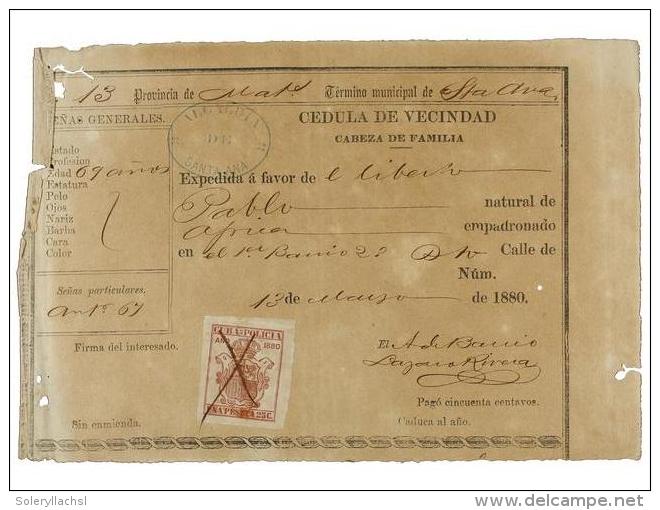 1880. MANUSCRITO: (ESCLAVITUD-CUBA). C&Eacute;DULA DE VECINDAD A FAVOR DEL LIBERTO PABLO. Dado... - Unclassified