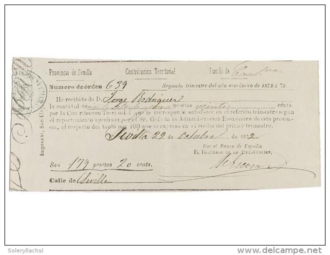 1862-1872. MANUSCRITO: (DOCUMENTOS). LOTE DE CINCO RECIBOS DE LA PROVINCIA TERRITORIAL DE... - Ohne Zuordnung