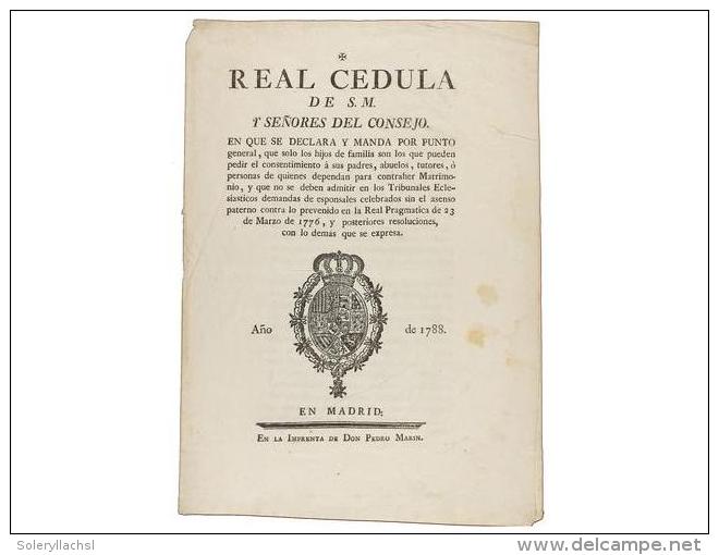1771- 1823. FOLLETO: (MILITARIA). REAL CEDULA DE S. M. Y SE&Ntilde;ORES DEL CONSEJO, Por La Cual... - Unclassified