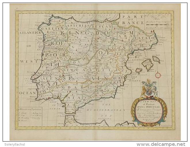 1700 Ca. MAPA: (ESPA&Ntilde;A-PORTUGAL). SPOFFORTH, R.: A NEW MAP OF PRESENT SPAIN &amp;... - Unclassified