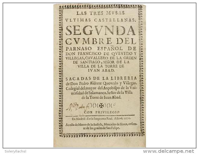 1670. LIBRO: (LITERATURA CASTELLANA). QUEVEDO Y VILLEGAS, FRANCISCO DE: LAS TRES MUSAS... - Unclassified