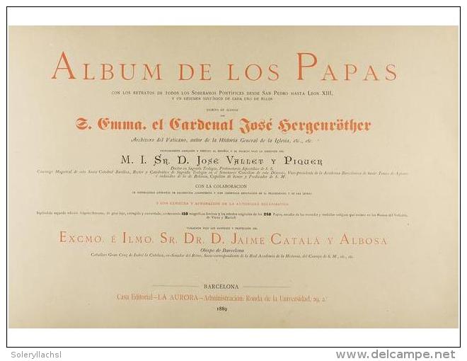 1900 Ca. LIBRO: (RELIGI&Oacute;N-PAPAS). HERGENR&Ouml;THER: ALBUM DE LOS PAPAS CON LOS... - Sin Clasificación