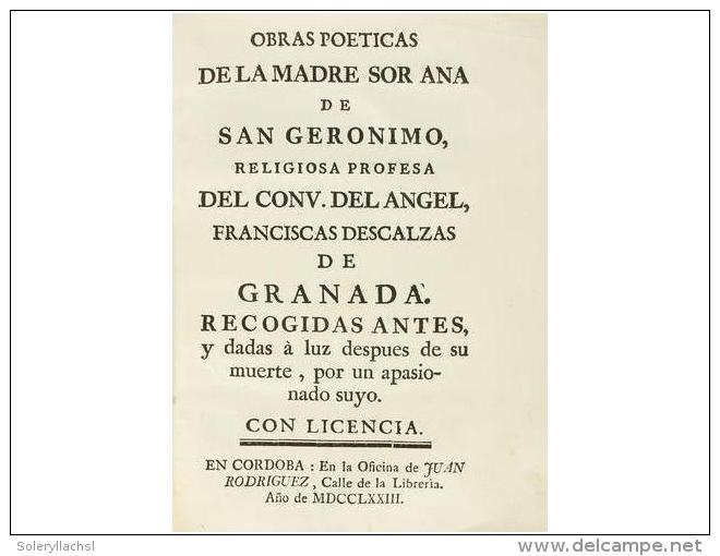 1778. LIBRO: OBRAS POETICAS DE LA MADRE SOR ANA DE SAN GERONIMO, RELIGIOSA PROFESA DEL CONV. DEL ANGEL,... - Unclassified