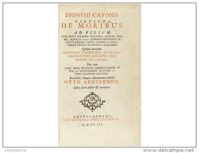 1754. LIBRO: (HUMANIDADES). CATON, DIONISIO: DIONYSII CATONIS DISCTICHA. DE MORIBUS AD... - Zonder Classificatie