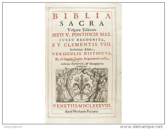 1688. LIBRO: (BIBLIA). BIBLIA SACRA VULGATAE EDITIONIS SIXTI V. PONTIFICIS MAX. IUSSU RECOGNITA,... - Unclassified