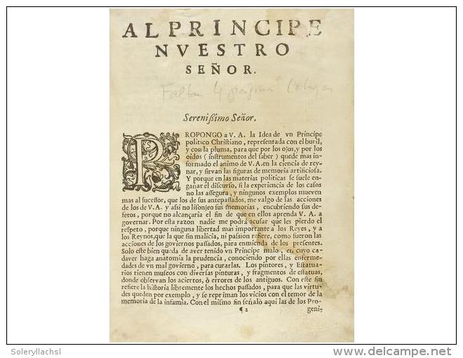 [1656]. LIBRO: (EMBLEMAS). SAAVEDRA FAXARDO, DIEGO: [IDEA DE UN PRINCIPE POLITICO... - Zonder Classificatie