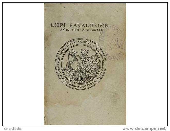 1600 Ca. LIBRO: (TEOLOGIA). LIBRI PARALIPOME. DIVI HIERONYMI PRESBYTERI, DE VIGINTI DUOBUS AUT... - Unclassified