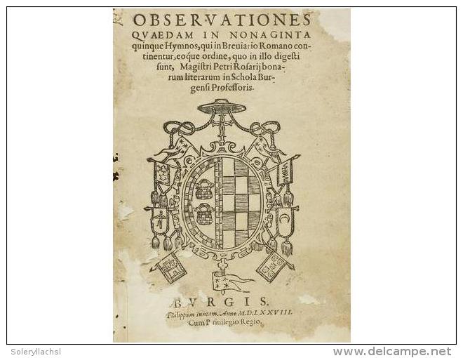 1578. LIBRO: (RELIGION-HIMNARIO). ROSALII, PETRI: OBSERVATIONES QUEDAM IN NONAGINTA QUINQUE... - Sin Clasificación