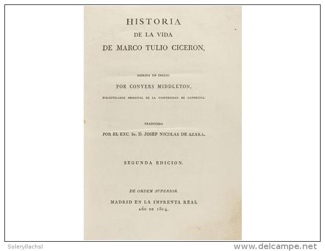 1804. LIBRO: (HISTORIA CL&Aacute;SICA- BIOGRAFIA). MIDDLETON, CONYERS: HISTORIA DE LA VIDA... - Unclassified