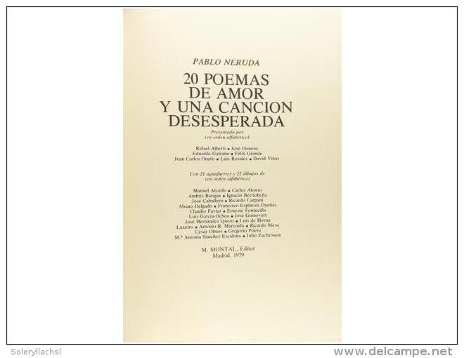 1979. LIBRO: (BIBLIOFILIA). NERUDA, PABLO: 20 POEMAS DE AMOR Y UNA CANCION DESESPERADA.... - Non Classés