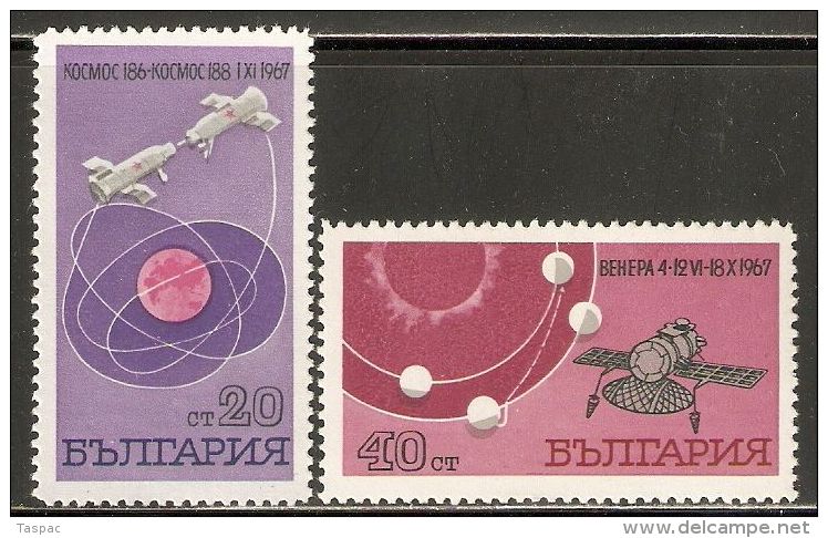 Bulgaria 1967 Mi# 1777-1778 ** MNH - Russian Spaceships Cosmos 186 And Cosmos 188 / Venus 4 / Space - Europe