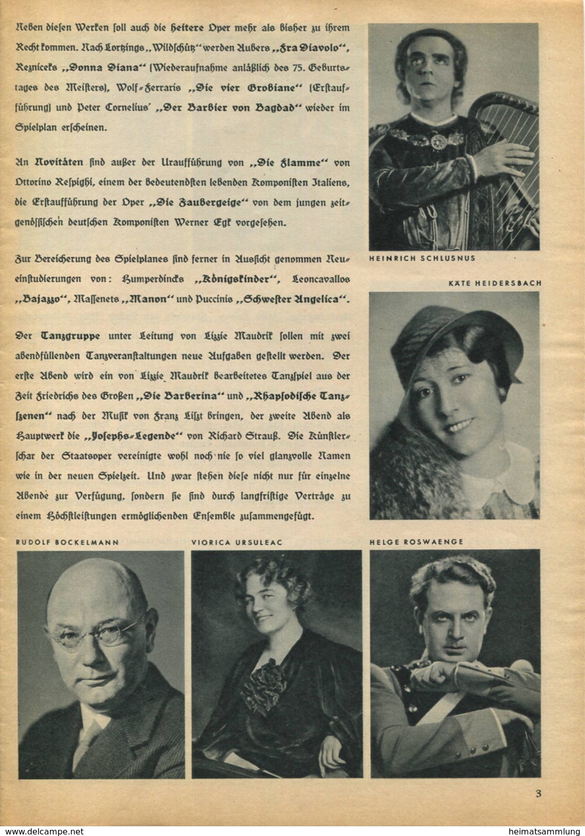 Staatstheater Berlin - Spielzeit 1935/36 - 3 Doppelseiten DINA4-Format mit Vielen Abbildungen - Anni Konetzni Karl Hamme - Théâtre & Scripts