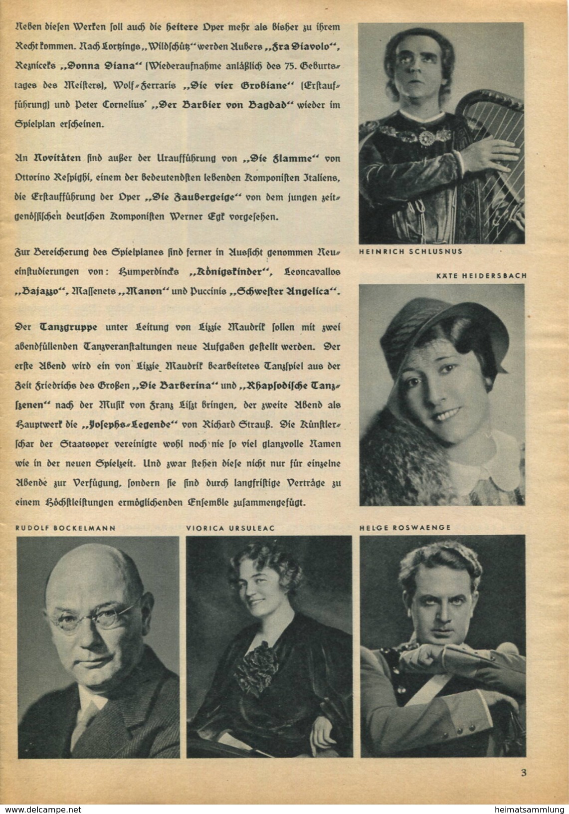 Staatstheater Berlin - Spielzeit 1935/36 - 3 Doppelseiten DINA4-Format mit Vielen Abbildungen - Anni Konetzni Karl Hamme - Theater & Drehbücher