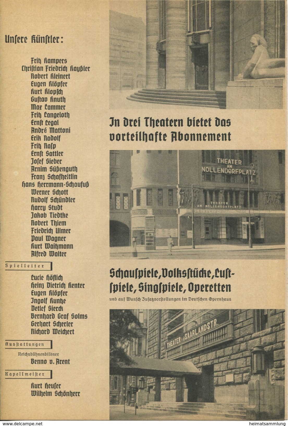 Volksbühne Berlin - Generalintendant Eugen Klöpfer - Spielzeit 1936/37 - Faltblatt DINA4-Format Mit Vielen Abbildungen - Theatre & Scripts