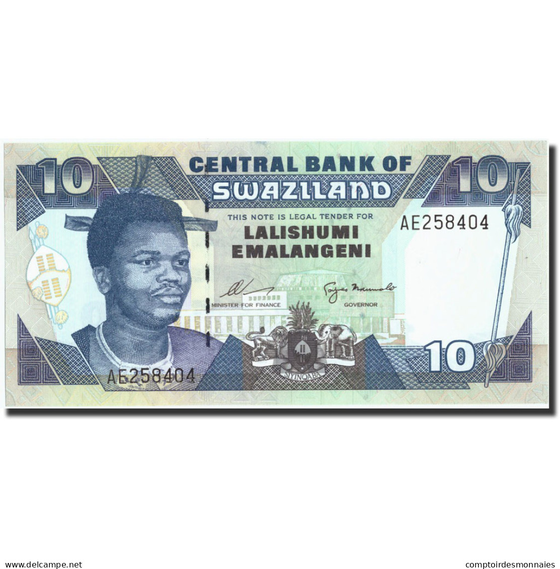 Billet, Swaziland, 10 Emalangeni, Undated 1995, Undated 1995, KM:24a, NEUF - Swasiland