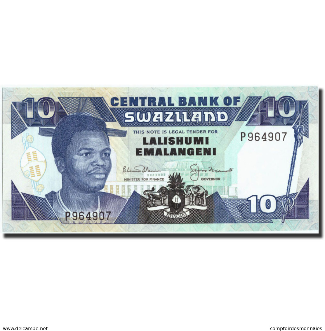 Billet, Swaziland, 10 Emalangeni, Undated (1990-95), Undated (1990-95), KM:20b - Swaziland