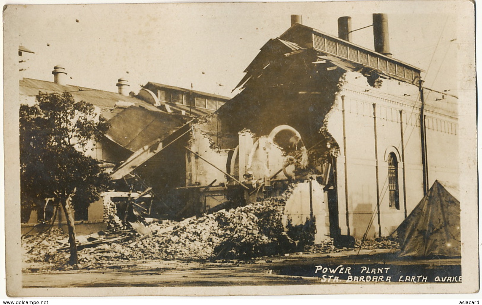 Real Photo Santa Barbara Earth Quake Buildings Damaged Power Plant  Tremblement Terre - Santa Barbara