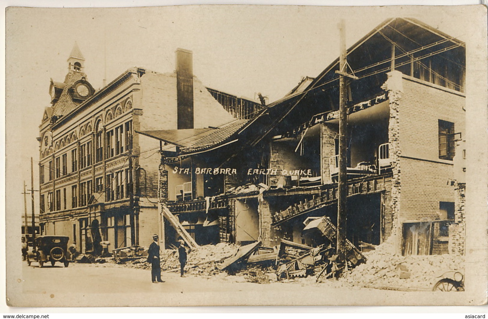 Real Photo Santa Barbara Earth Quake Buildings Damaged Hotel   Tremblement Terre - Santa Barbara