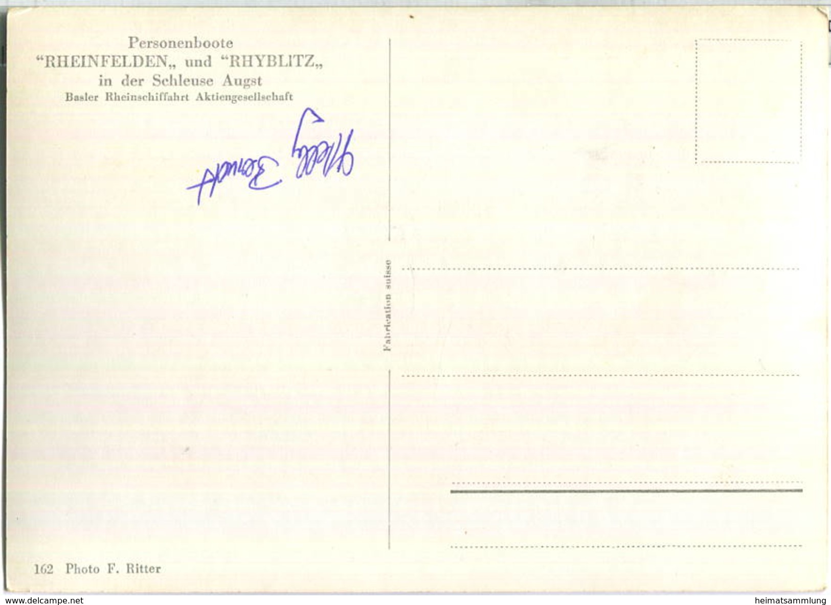 Schleuse Augst - Fahrgastschiffe Rheinfelden Und Rhyblitz - Basler Rheinschifffahrt - Foto-Ansichtskarte - Augst