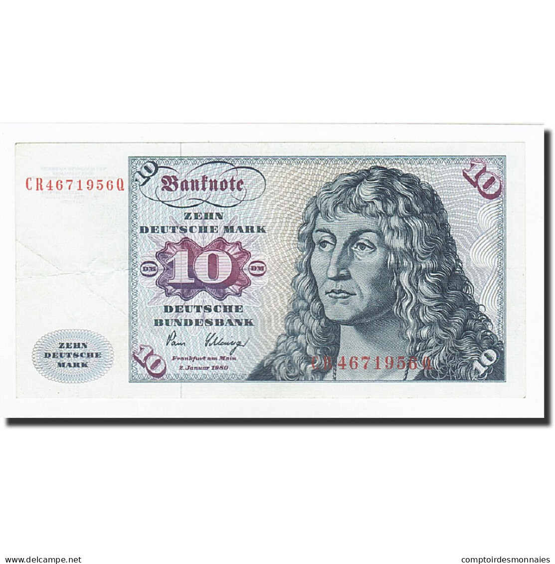 Billet, République Fédérale Allemande, 10 Deutsche Mark, 1980, 1980-01-02 - 10 DM