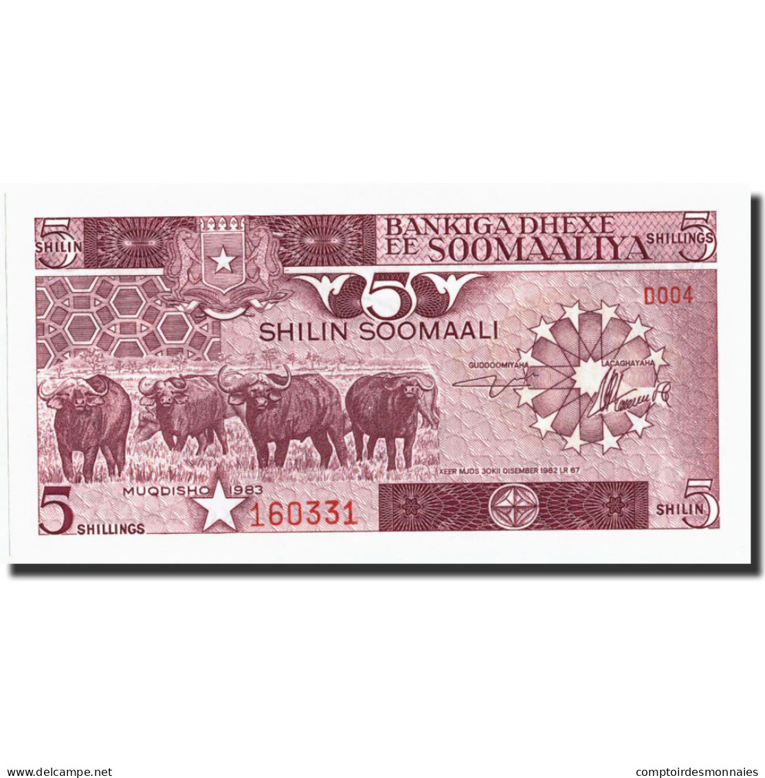 Billet, Somalie, 5 Shilin = 5 Shillings, 1982, 1982, KM:31a, NEUF - Somalia