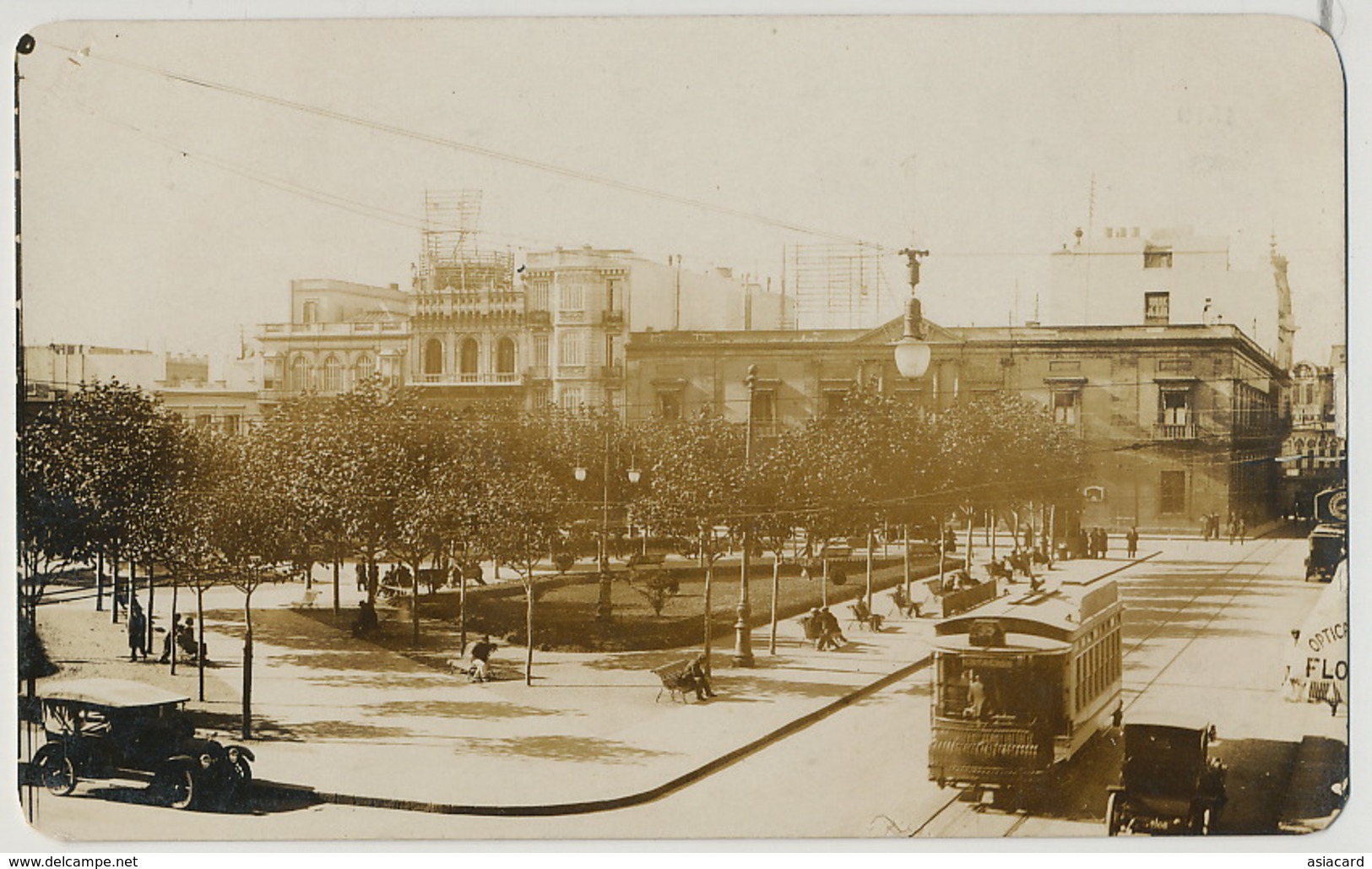 Real Photo Montevideo Plaza Constitucion Tramway Tram - Uruguay