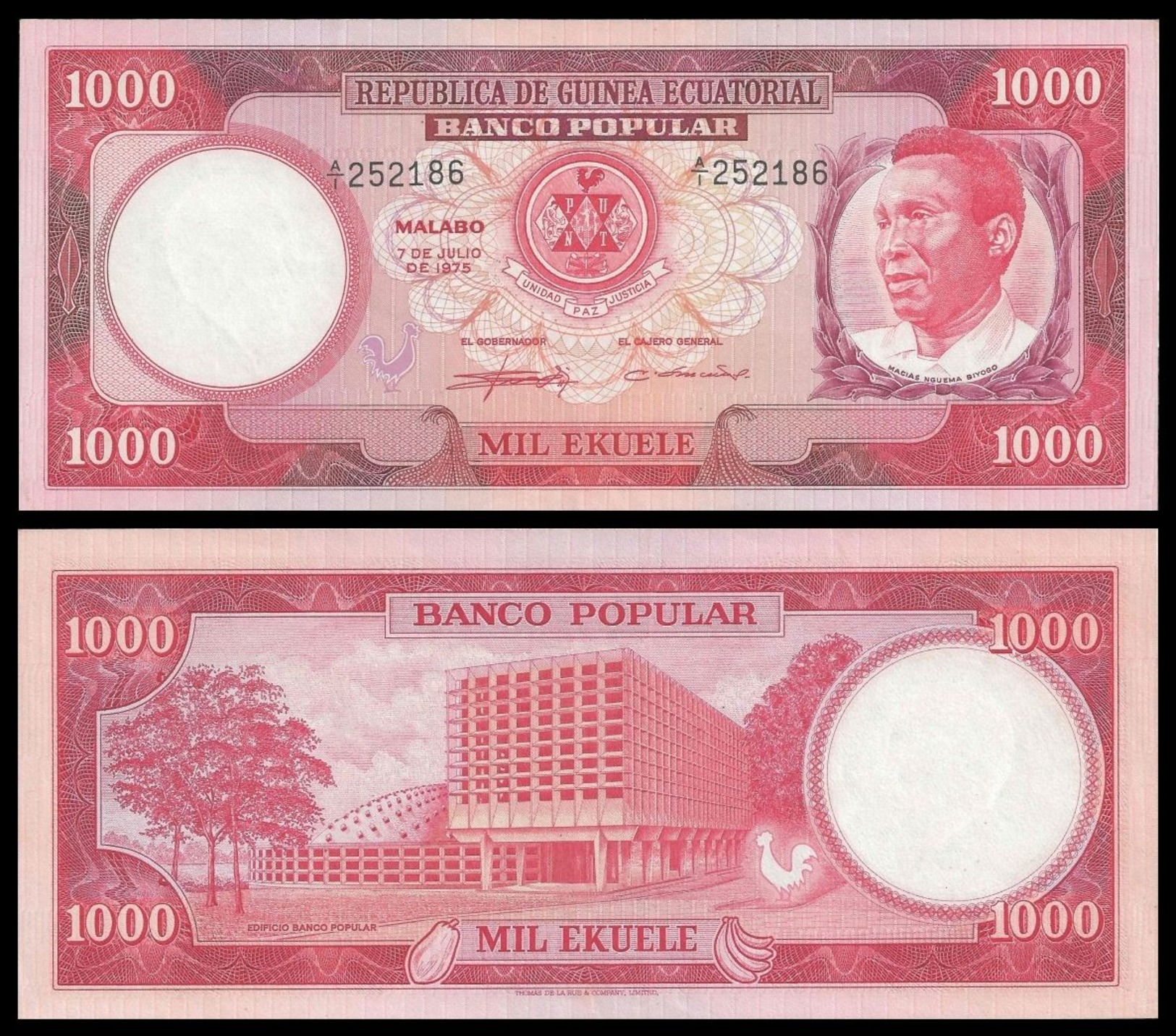 Equatorial Guinea 1000 BIPKWELE 1975 P 8 UNC - Guinée