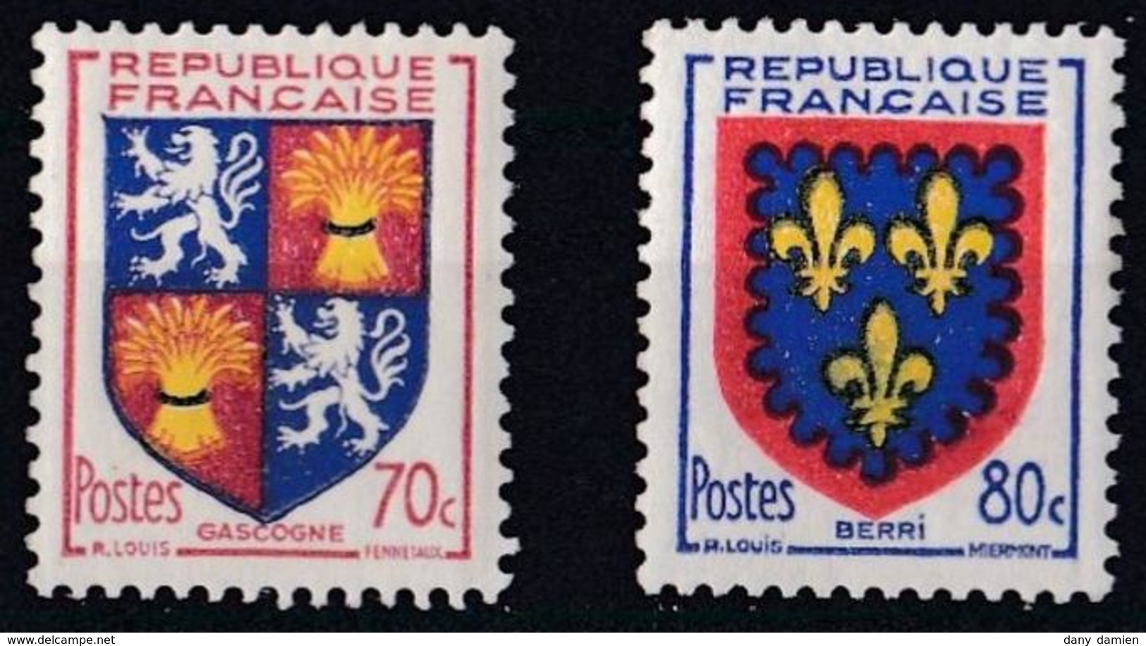 France - YT 958 & 959 - Armoiries De Provinces (VI) - Gascogne & Berri (1953) AVEC TRACE DE CHARNIERE - Neufs