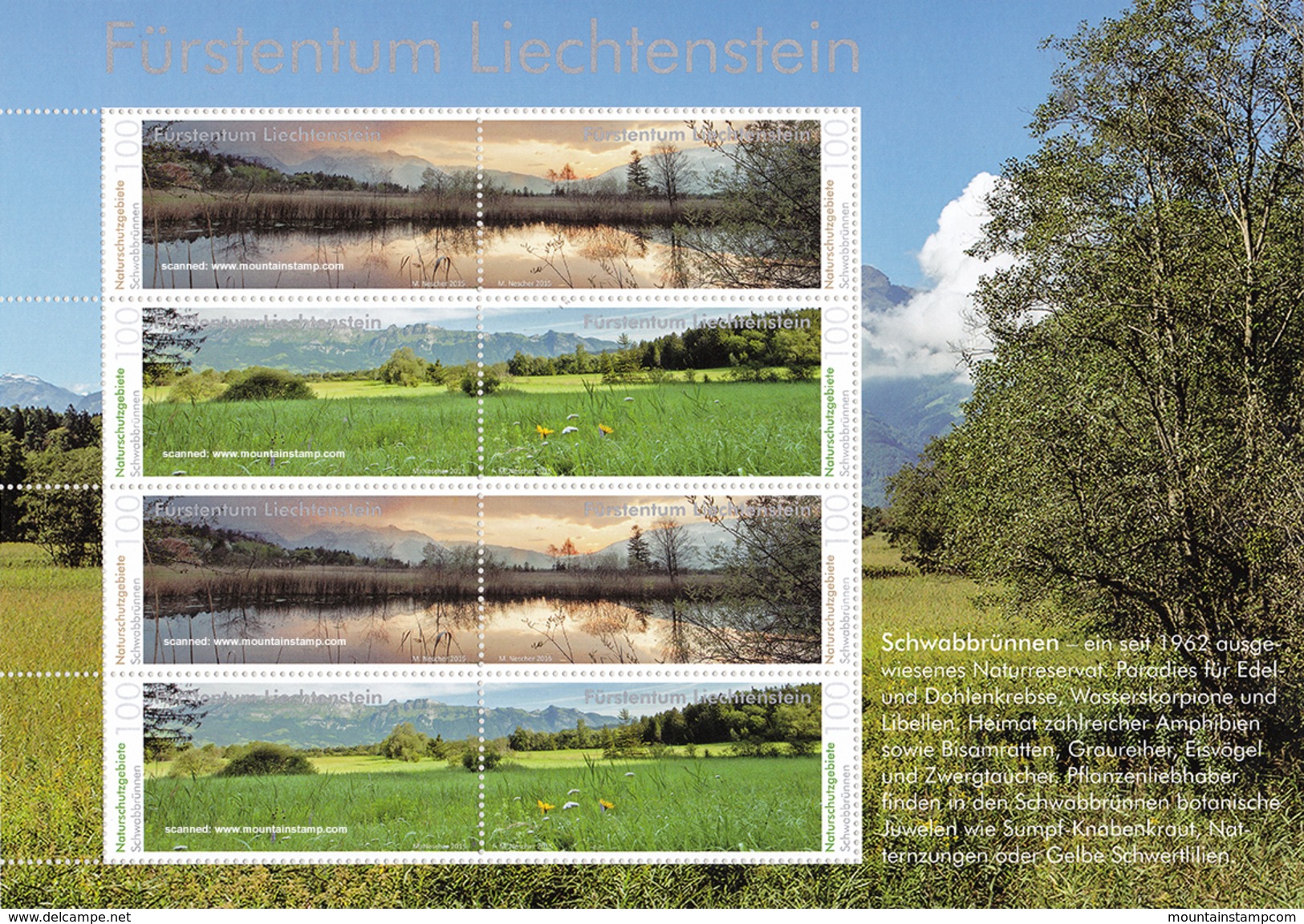 Liechtenstein 2015 Nature Reserves In Liechtenstein Schwabbrünnen Mountains MNH Sheet ** - Ungebraucht