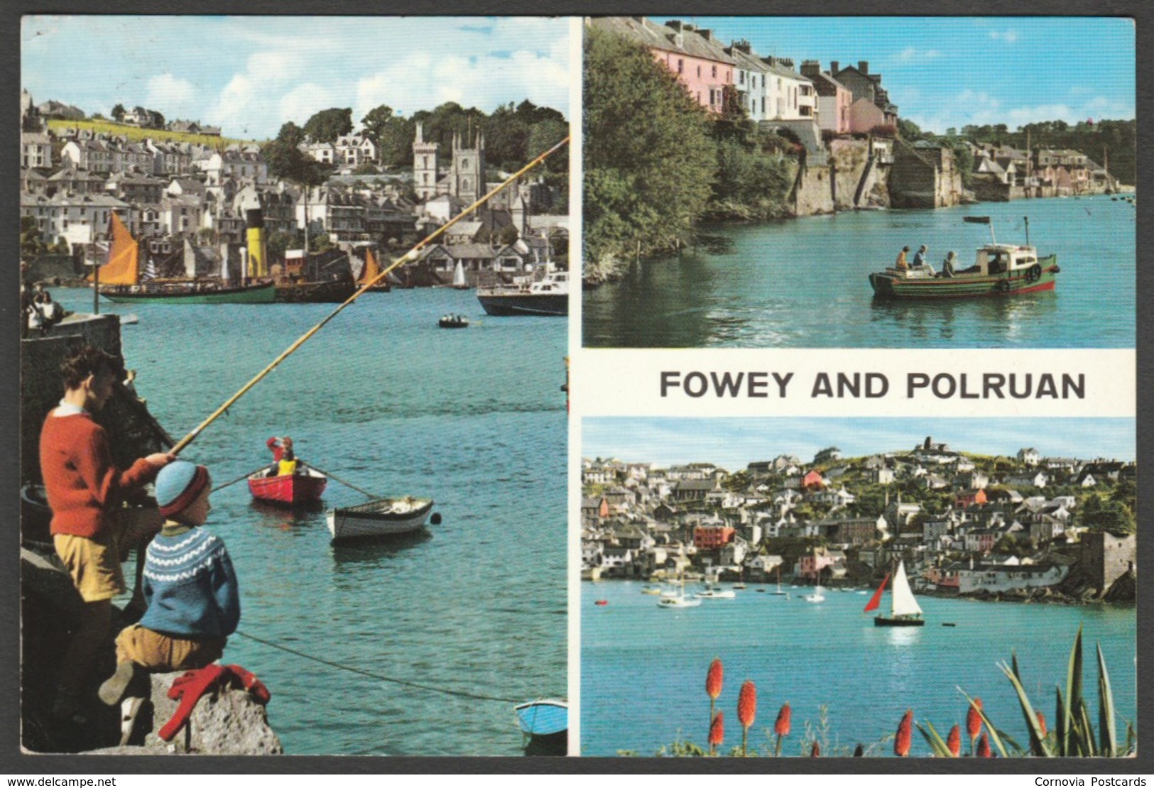 Multiview, Fowey And Polruan, Cornwall, 1968 - John Hinde Postcard - Other & Unclassified