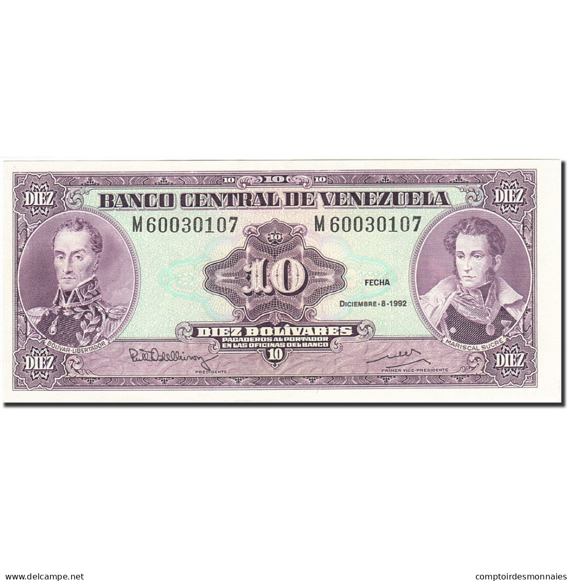 Billet, Venezuela, 10 Bolívares, 1981-1988, 1992-12-08, KM:61c, SUP - Venezuela