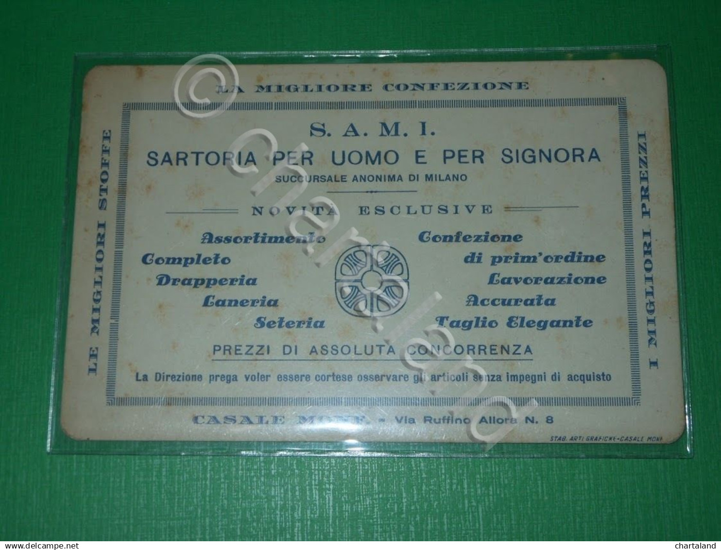 Cartolina Pubblicità SAMI Sartoria Uomo Donna - Casale Monferrato 1930 Ca - Pubblicitari