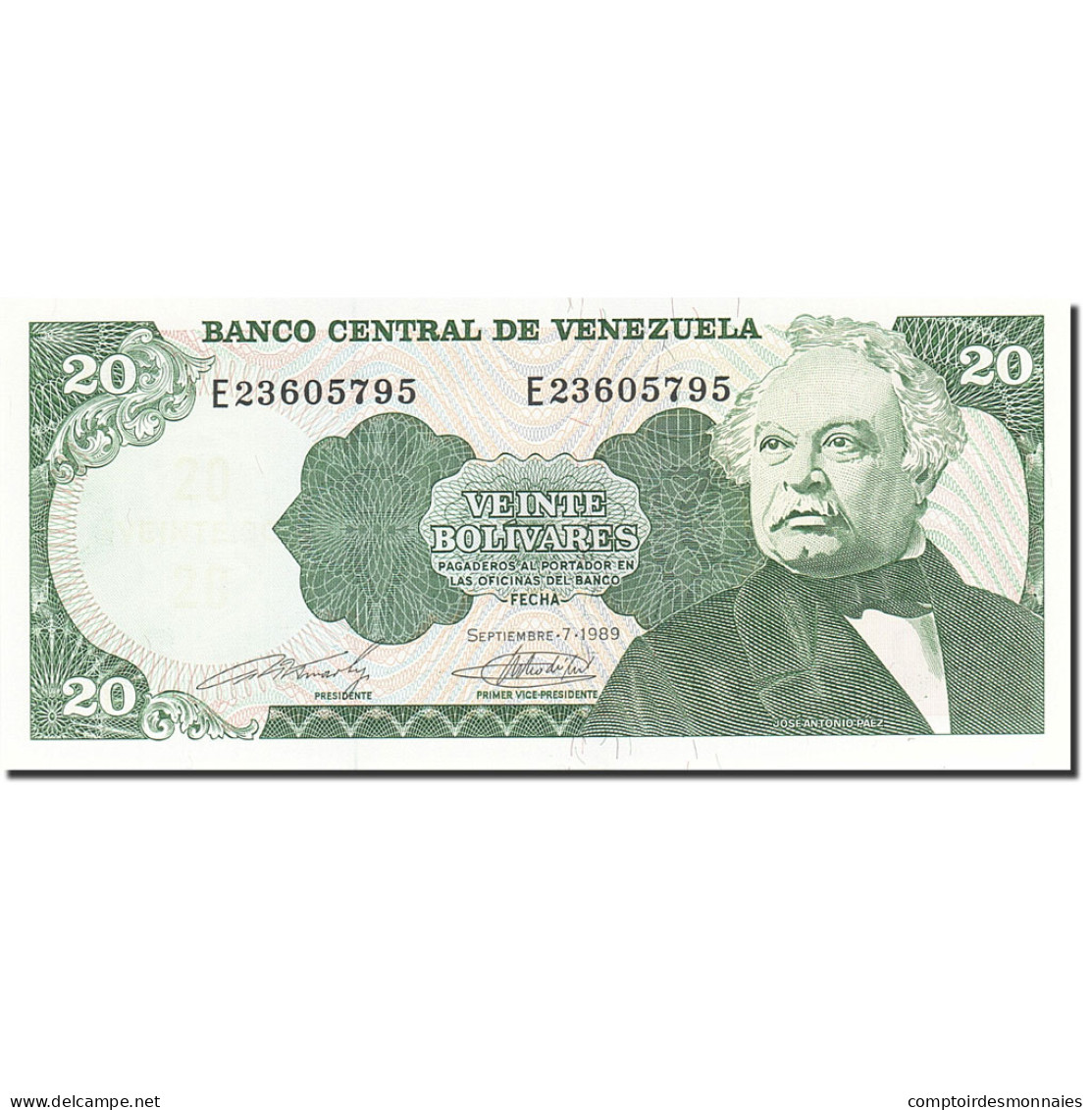 Billet, Venezuela, 20 Bolivares, 1981-1988, 1989-09-07, KM:63b, SPL - Venezuela