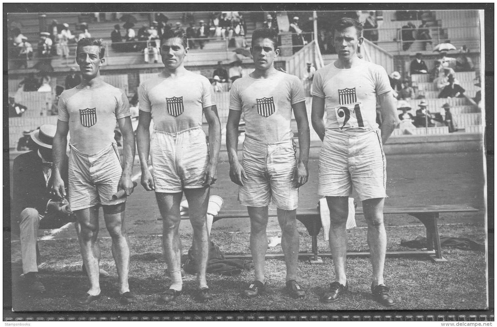 1912 Sweden Stockholm Olympics Official Postcard 215 USA Team - Winners Of The 1,600m Relay - Juegos Olímpicos