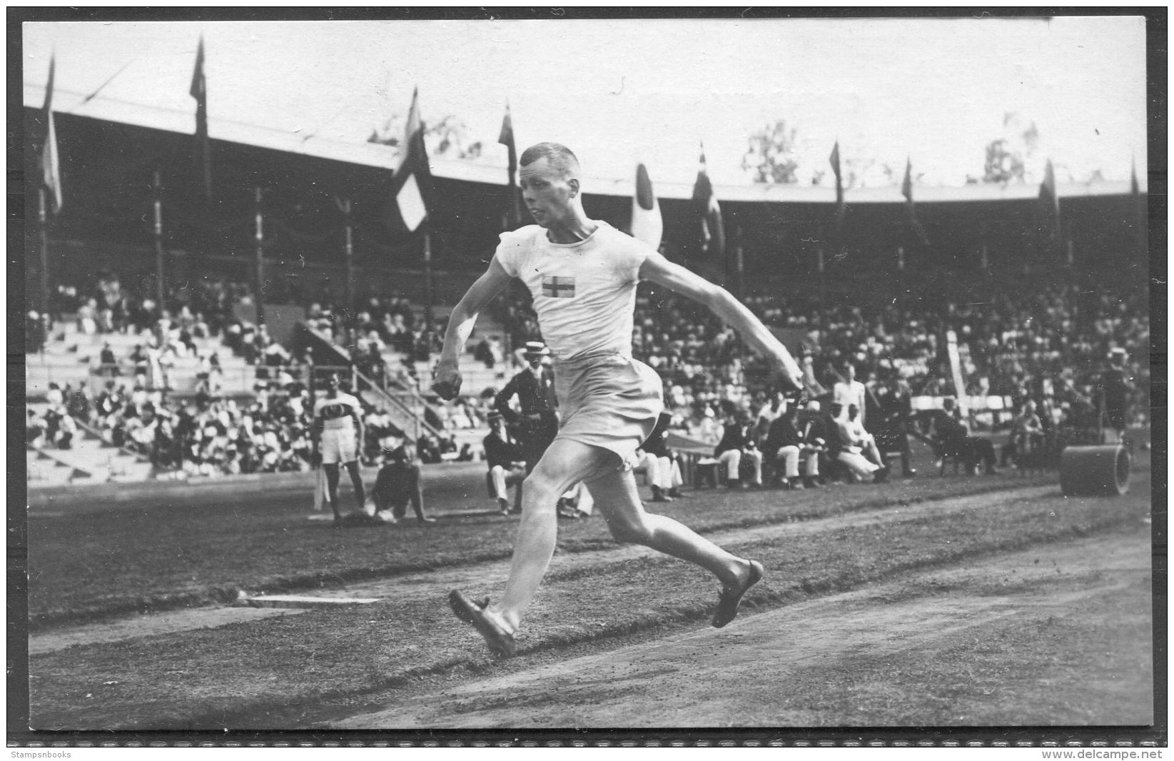 1912 Sweden Stockholm Olympics Official Postcard 219 Swedish Triple Jumper Winner G. Lindblom - Olympic Games