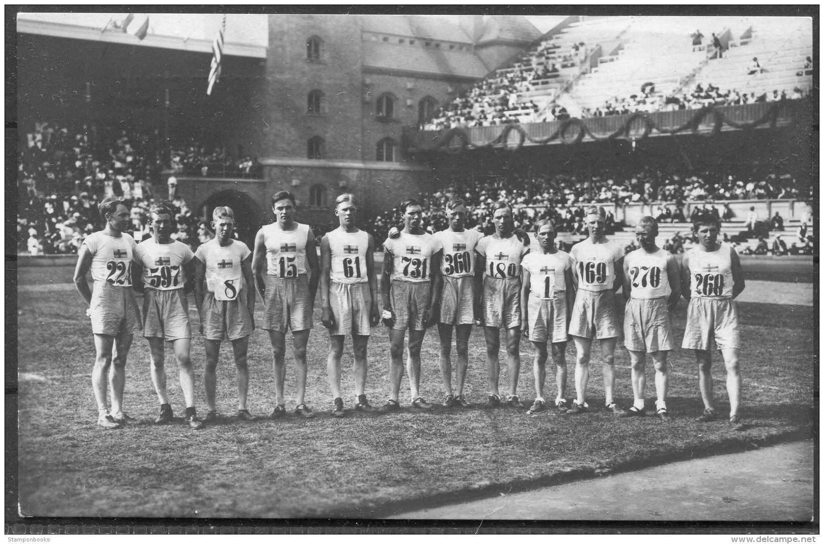 1912 Sweden Stockholm Olympics Official Postcard 224 The Swedish Competitors In The 8,000m Cross Country Race - Olympic Games