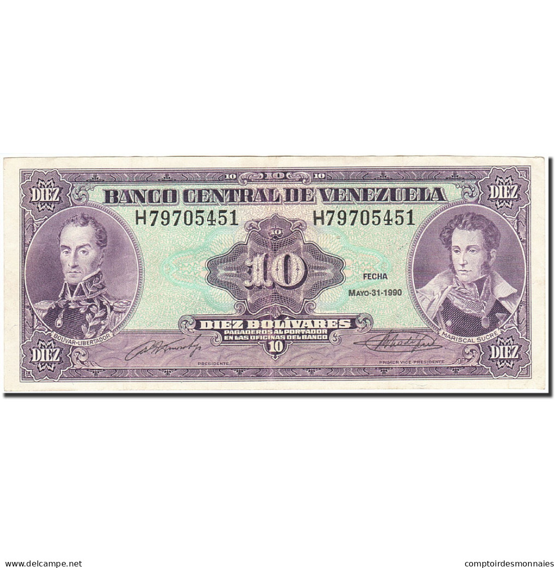 Billet, Venezuela, 10 Bolívares, 1981-1988, 1990-05-31, KM:61b, TTB - Venezuela