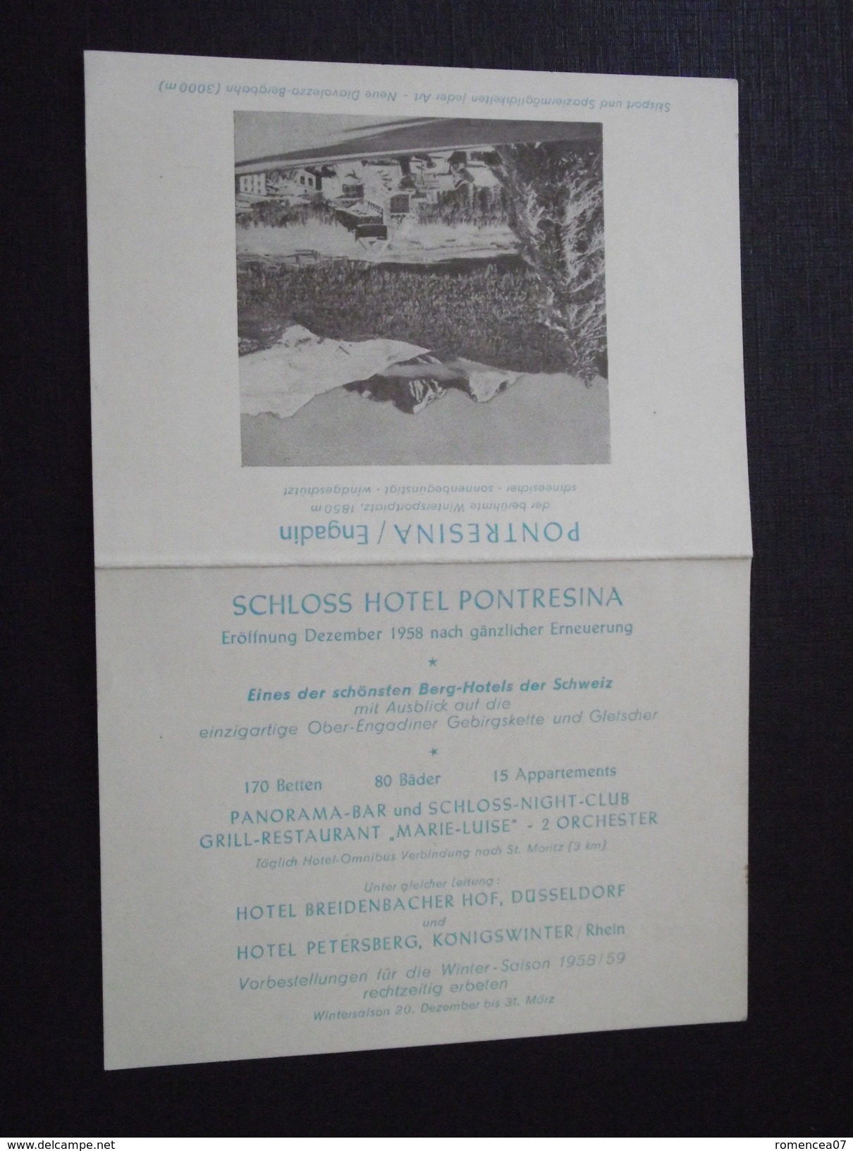 PONTRESINA Im ENGADIN (Grisons, Suisse) - Carte De Visite - SCHLOSS HÔTEL - A Voir ! - Visitekaartjes