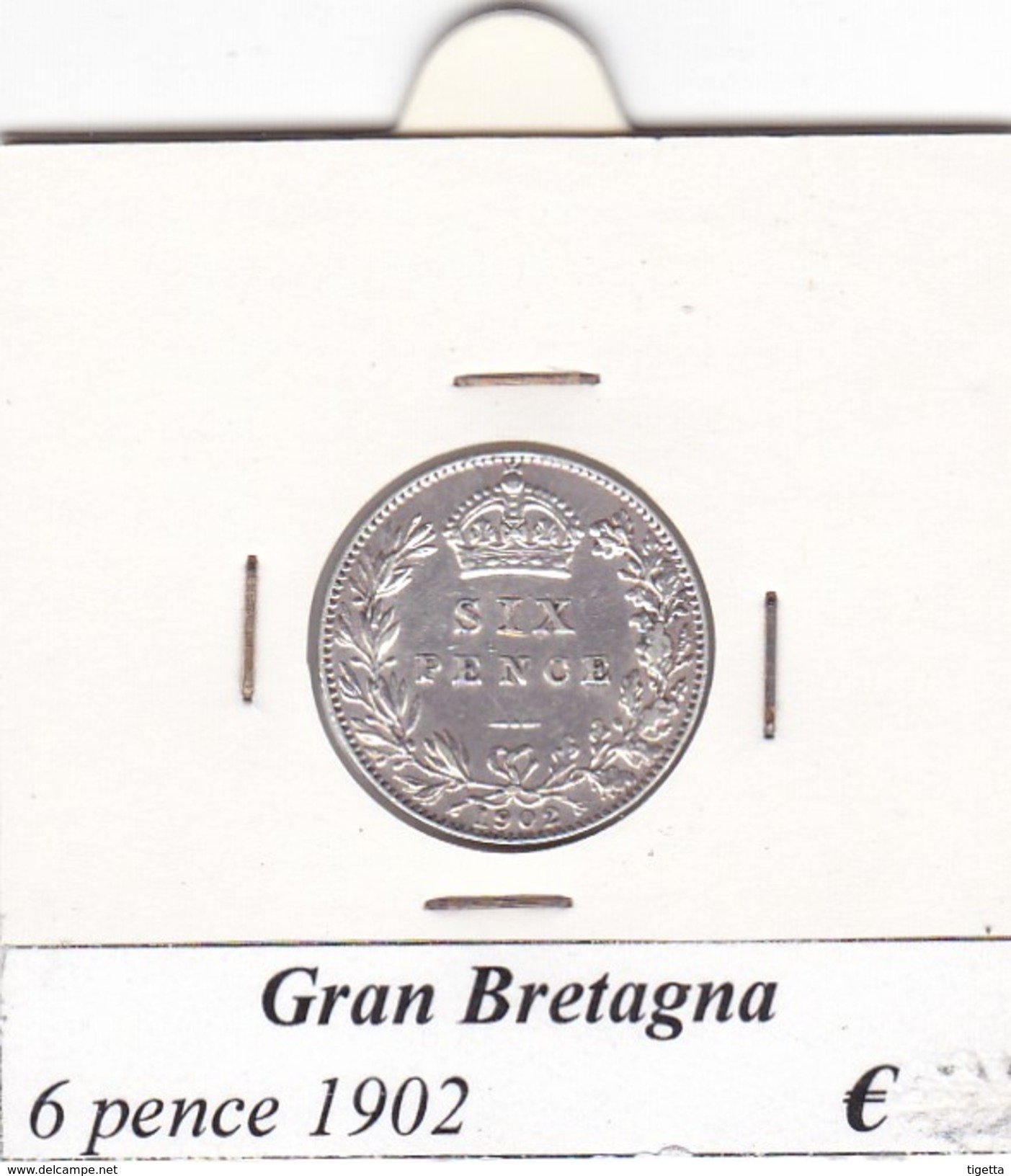 GRAN BRETAGNA   6 PENCE  ANNO 1902 COME DA FOTO - H. 6 Pence