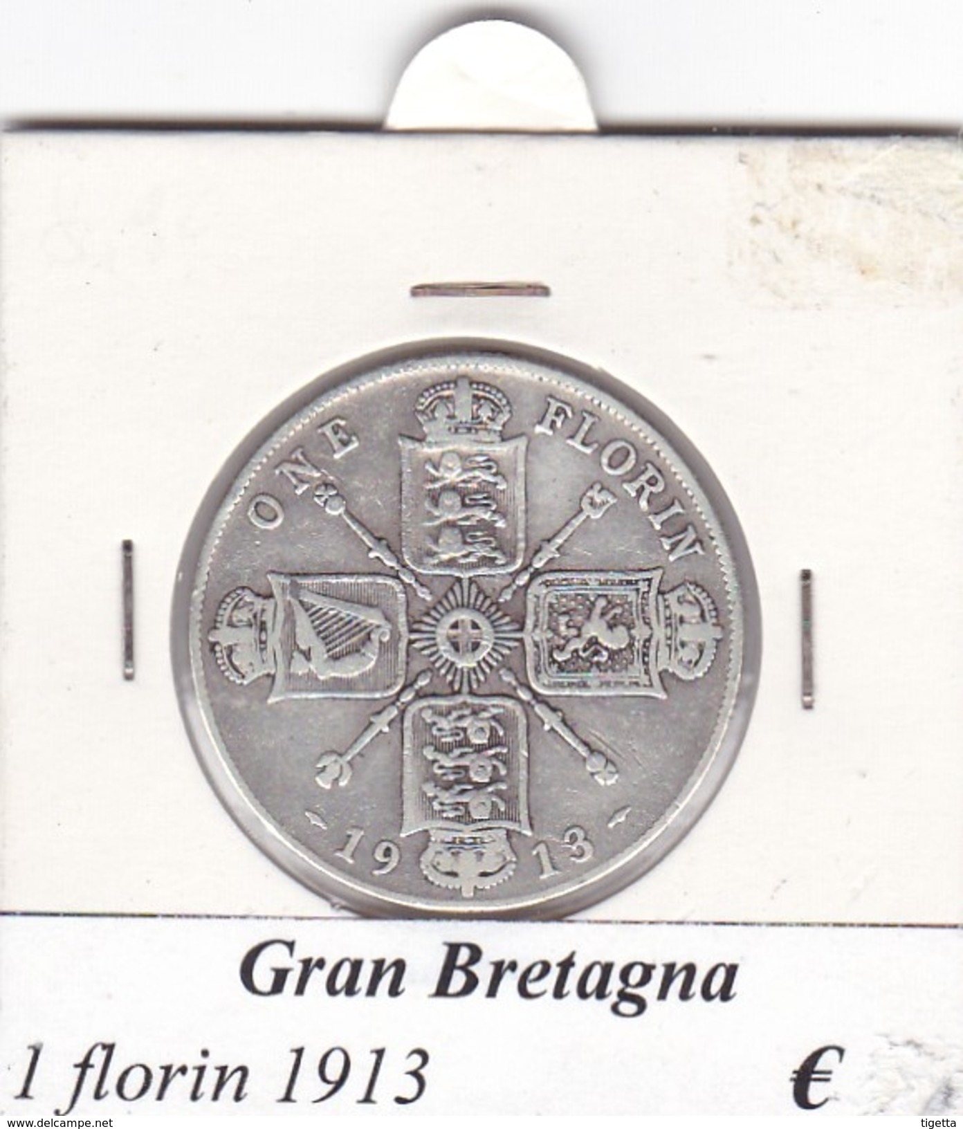 GRAN BRETAGNA   1 FLORIN  ANNO 1913 COME DA FOTO - J. 1 Florin / 2 Schillings