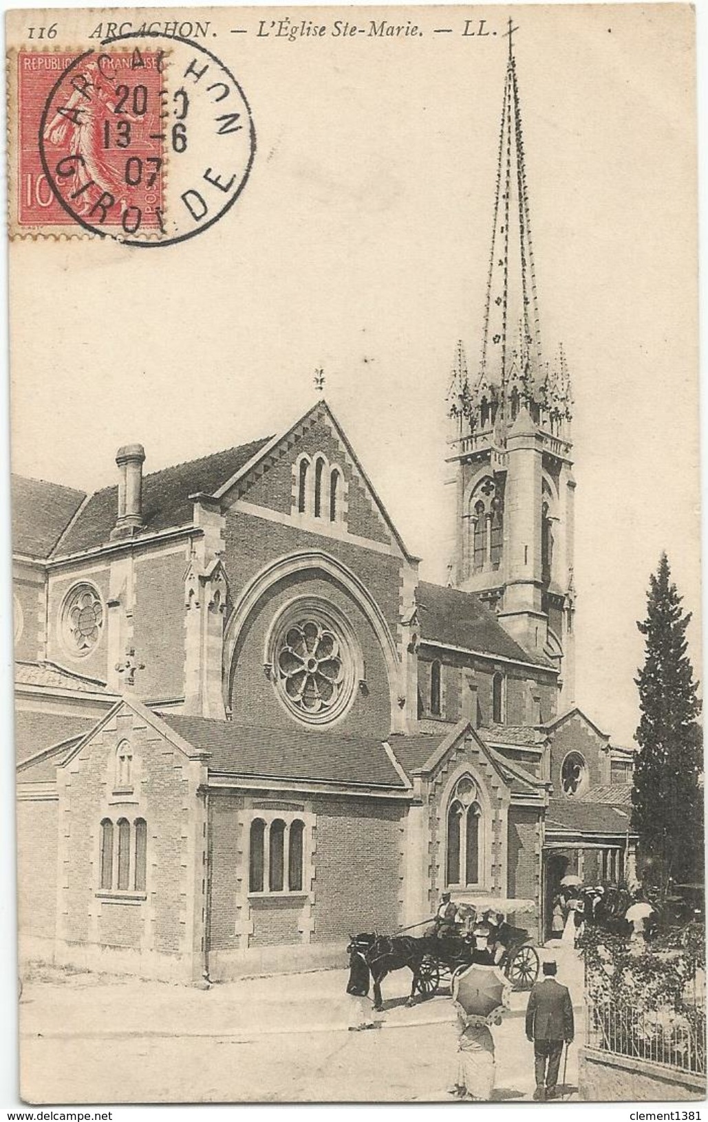 Arcachon Eglise Sainte Marie Circulee En 1907 - Arcachon