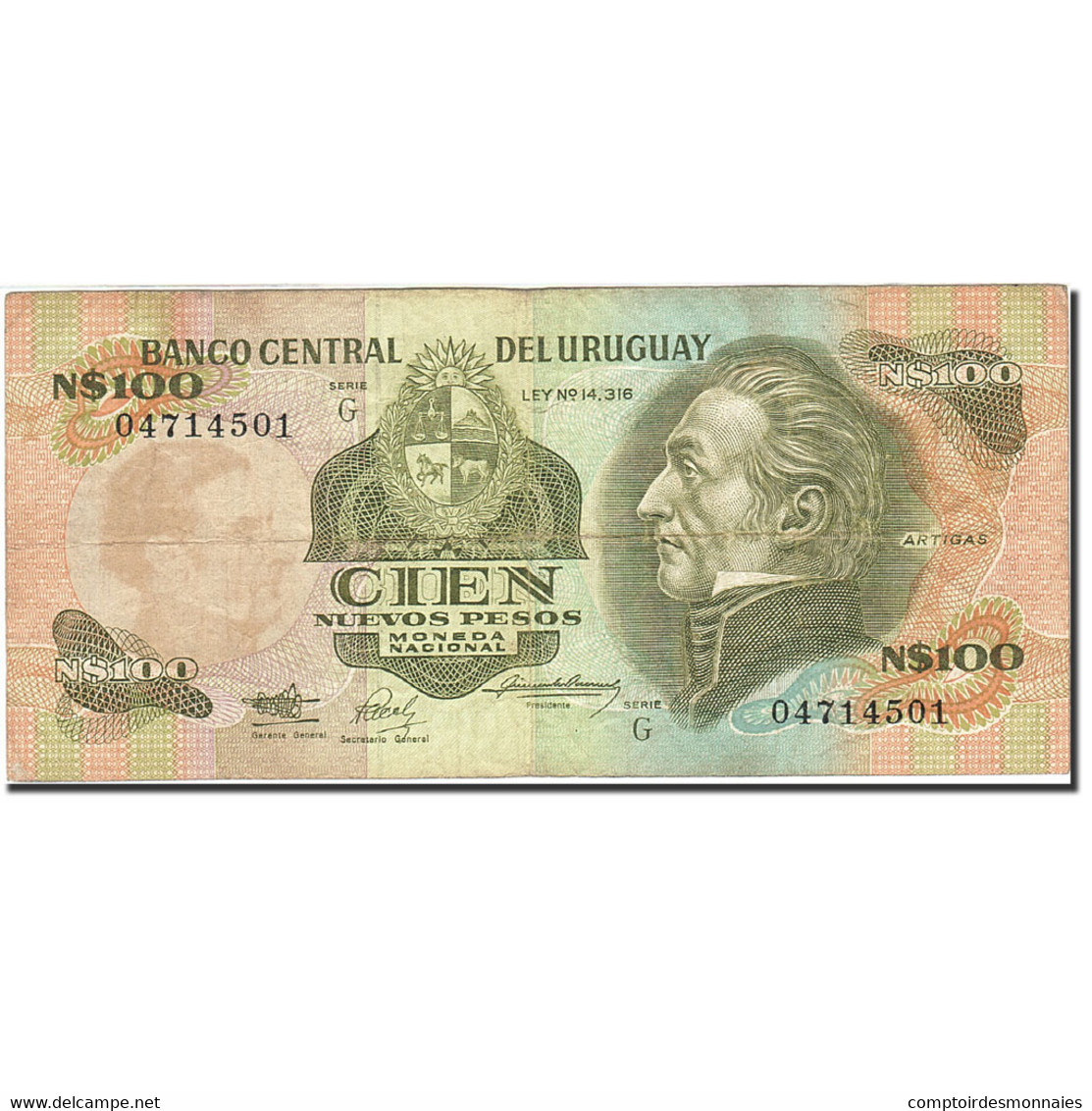 Billet, Uruguay, 100 Nuevos Pesos, 1978-1988, Undated (1987), KM:62a, TB+ - Uruguay