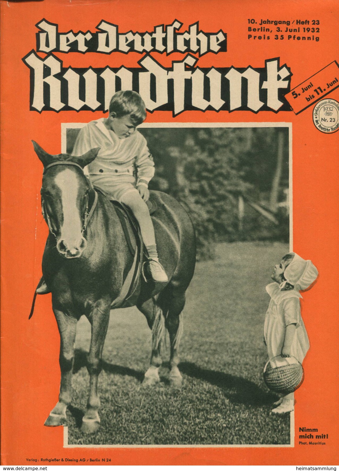 Der Deutsche Rundfunk - 10. Jahrgang Heft 23 Berlin Juni 1932 - 70 Seiten Mit Vielen Abbildungen Berichten Und Das Rundf - Films & TV