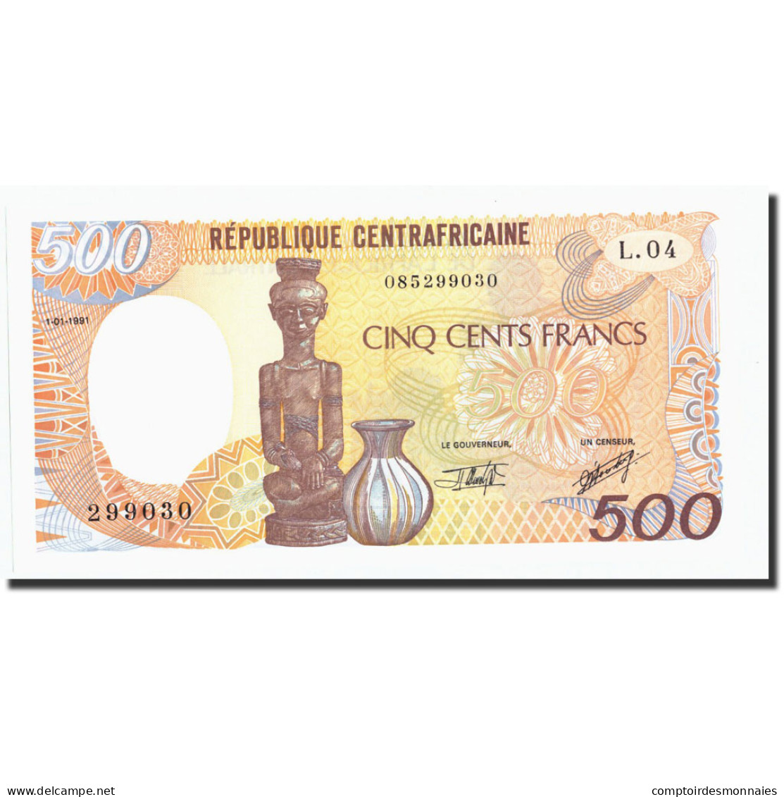 Billet, République Centrafricaine, 500 Francs, 1991, 1991-01-01, KM:14d, NEUF - Centraal-Afrikaanse Republiek